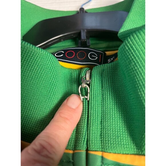 Vintage Coogi Mens 5XL Track Jacket Green & Yellow Striped Full-Zip retro - Picture 16 of 16